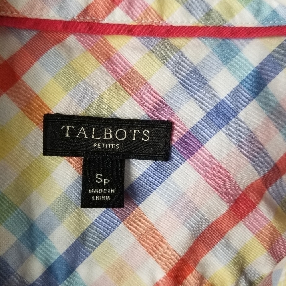 Talbots Rainbow Plaid Button Down Long Sleeve Dre… - image 4
